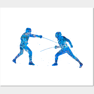 Fencing blue art Posters and Art